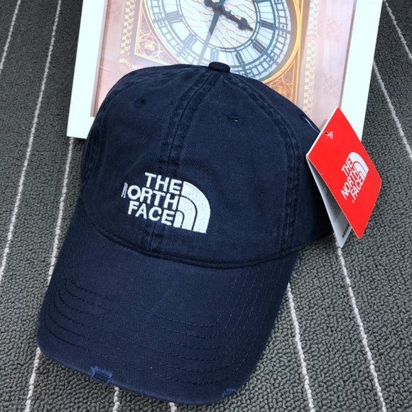 North Face Cap Classic Navy Unisex Distressed NEW - Picture 3 of 3